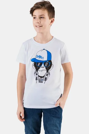 sam 73 Bílé klučičí tričko s potiskem