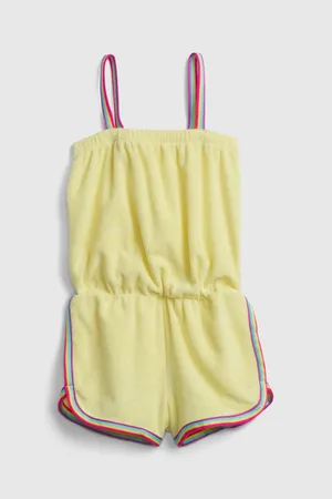 GAP Žlutý holčičí dětský overal rainbow stripe romper