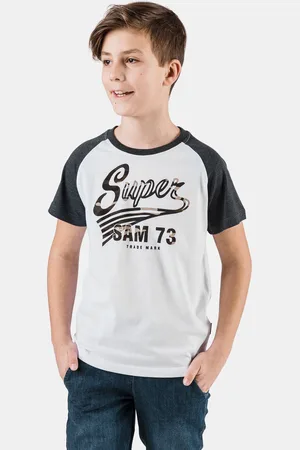 sam 73 Černo-bílé klučičí tričko s potiskem