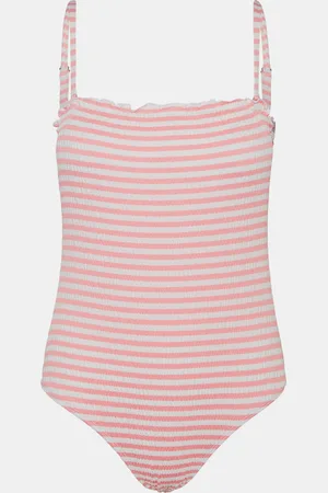 VERO MODA Bílo-růžové pruhované jednodílné plavky Emily