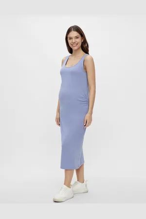 Mama;licious Světle modré těhotenské basic maxišaty Lea