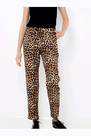 Camaïeu Béžové kalhoty s leopardím vzorem