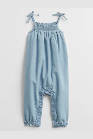 GAP Modrý holčičí baby overal denim jumpsuit