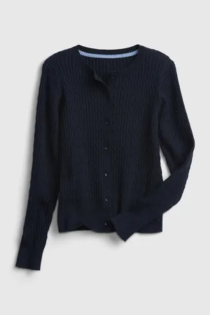 GAP Modrý holčičí dětský svetr uni cable cardi
