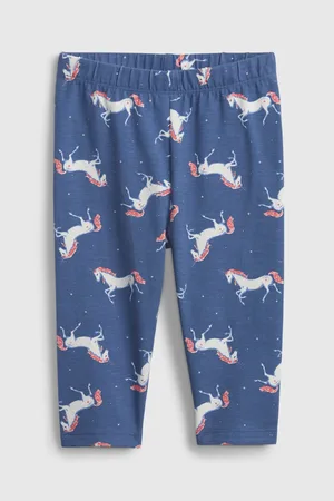 GAP Modré holčičí dětské legíny organic cotton crop leggings