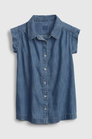 GAP Modré holčičí dětské šaty denim med button trough dress