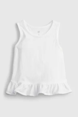 GAP Bílý holčičí dětský top split ruffle tank