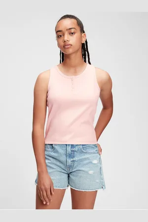 GAP Růžové holčičí dětské tílko henley tank