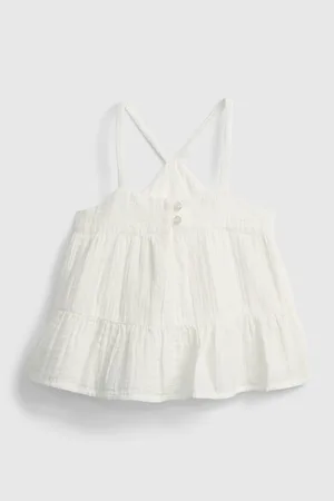 GAP Smetanový holčičí dětský top strappy gauze tank