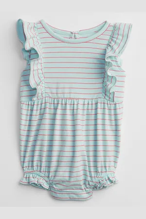 GAP Modré holčičí baby body stripe bubble shorty one-piece