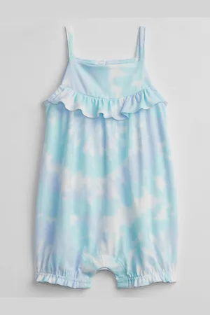 GAP Modrý holčičí baby overal ruffle tie-dye shorty one-piece
