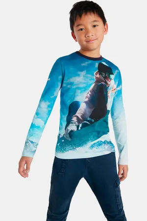 Desigual Modré klučičí tričko s motivem Snow