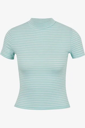 Tally Weijl Světle modrý pruhovaný crop top