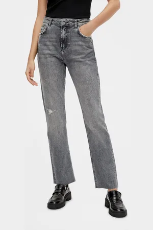 Pieces® Šedé straight fit džíny Eda