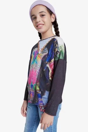 Desigual Černé holčičí vzorované tričko Tulancingo