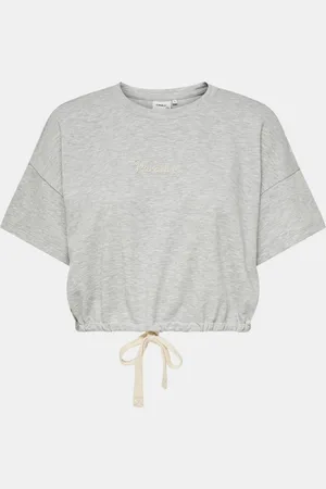 ONLY Šedý crop top s potiskem Issi