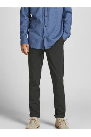JACK & JONES Tmavě šedé kalhoty Marco