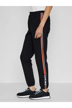 DKNY Černé dámské straight fit kalhoty s pruhy