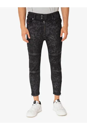 Diesel Černé pánské vzorované zkrácené slim fit džíny Shibuia