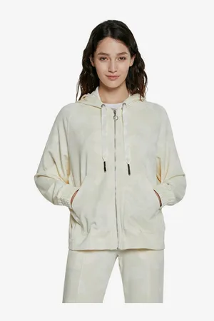 Desigual Mikina Hoodie Zip Pintuck Camo