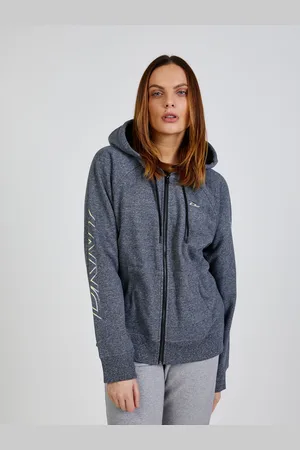 DKNY Šedá dámská žíhaná mikina s kapucí Ombre Logo