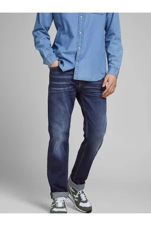JACK & JONES Tmavě modré slim fit džíny Clark