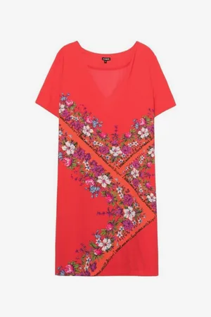 Desigual Červené dámské květované šaty Vest Damis