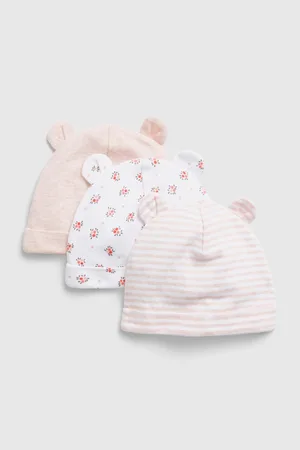 GAP Růžové dětské čepice s oušky, 3ks