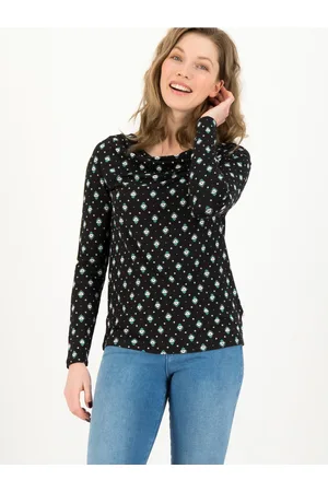 Blutsgeschwister Černé dámské vzorované tričko Longsleeve Cascadella