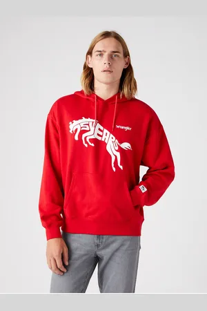 Wrangler Červená unisex vzorovaná mikina s kapucí