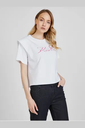 Karl Lagerfeld Bílé dámské tričko s ramenními vycpávkami