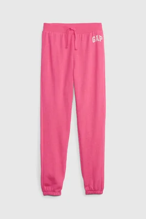 GAP Růžové holčičí tepláky jogger logo french terry