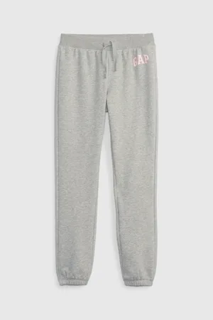 GAP Šedé holčičí tepláky jogger logo french terry