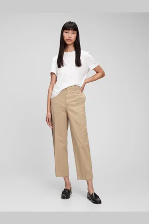 GAP Béžové dámské kalhoty straight khaki Washwell