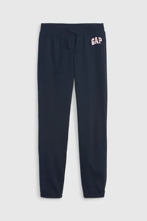 GAP Tmavě modré holčičí tepláky jogger logo french terry