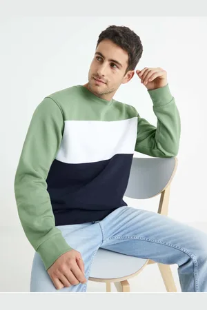 Celio Zeleno- pánská pruhovaná mikina Betrail