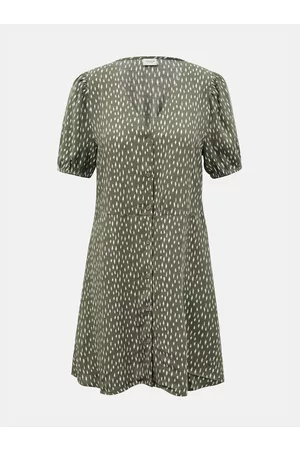 JDY Zelené vzorované šaty s knoflíky Jacqueline de Yong Staar