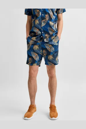 SELECTED Modré vzorované chino kraťasy Homme Joel