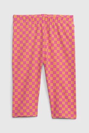 GAP Růžové holčičí legíny organic šachy
