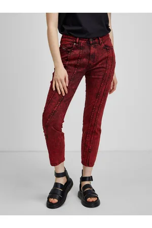 Diesel Červené dámské zkrácené slim fit džíny