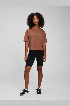 GAP Hnědé holčičí tričko Teen organic s kapsičkou
