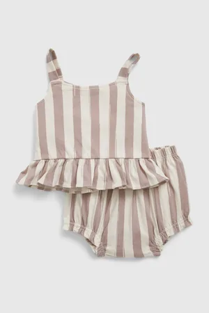 GAP Hnědý dětský pruhovaný set baby peplum