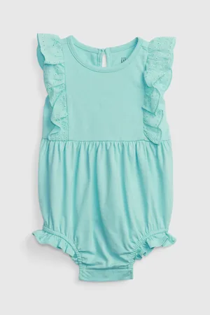 GAP Zelené baby bavlněné body s volánky