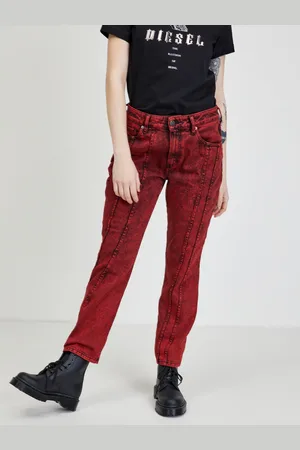Diesel Červené dámské straight fit džíny Joy