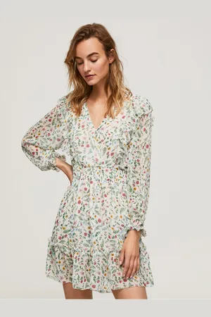 Pepe Jeans Krémové dámské květované krátké šaty s volánem Dina