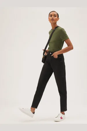 Marks & Spencer Černé dámské zkrácené mom džíny