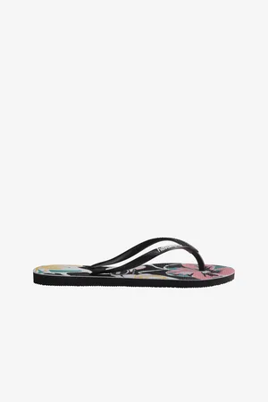 Havaianas Černé dámské květované žabky