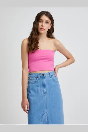 Noisy May Tmavě růžový crop top Brandon