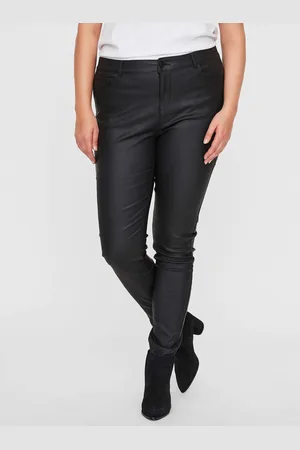 VERO MODA Černé koženkové kalhoty Seven