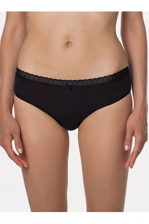 Bellinda Ženy Hipster - Černé dámské kalhotky s krajkovým detailem FANCY COTTON HIPSTER